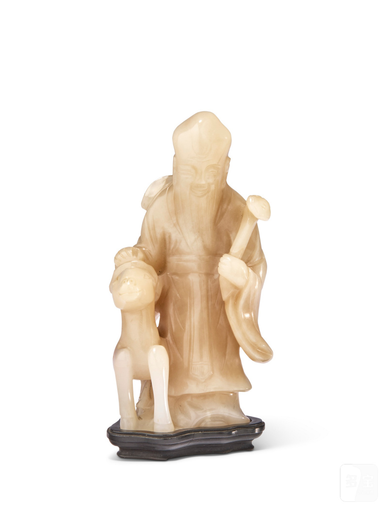 清十八世紀 瑪瑙祿壽雙全擺件  CHINA, QING DYNASTY, 18TH CENTURY